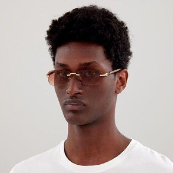 NEW Gucci GG1221S 004 Gold Yellow Red Mirrored Square Unisex Sunglasses main image 9